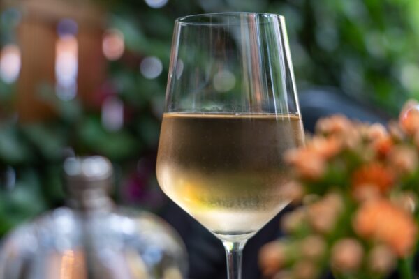 Verre de vin blanc bouchonné- défaut du vin